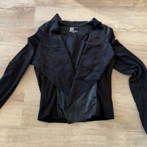 Kut from the Kloth Black Mixed Material Open Front Jacket